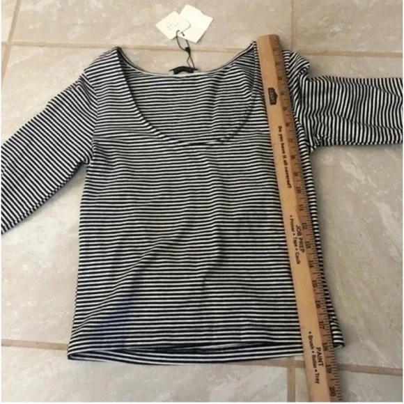 NWT Zara Striped Crop Large Ruffle Bell Sleeve Top Size Small - Picture 7 of 7